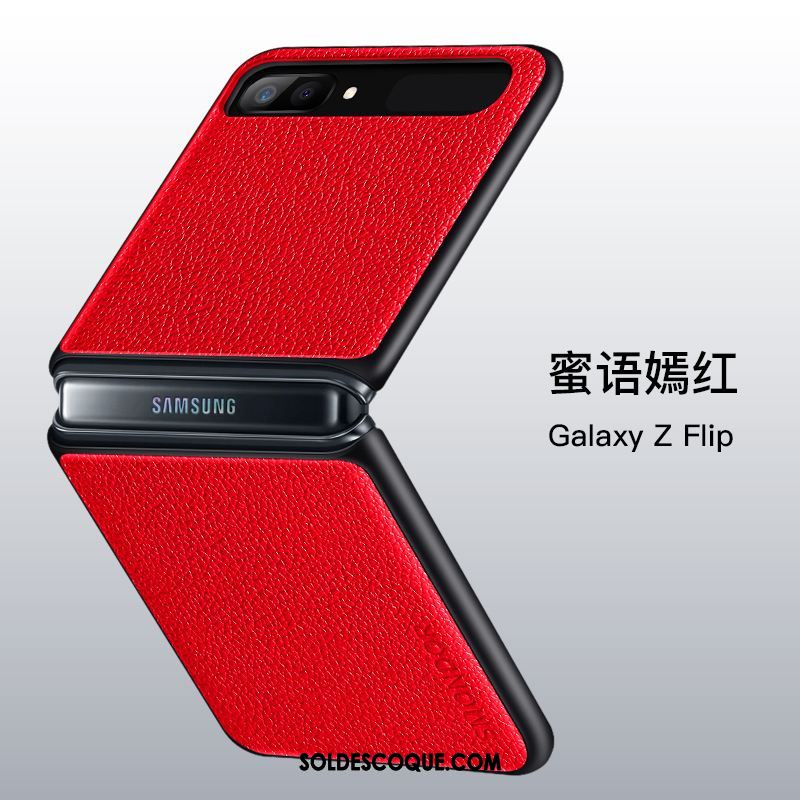Coque Samsung Z Flip Étoile Plier Divisé Silicone Cuir Véritable Soldes