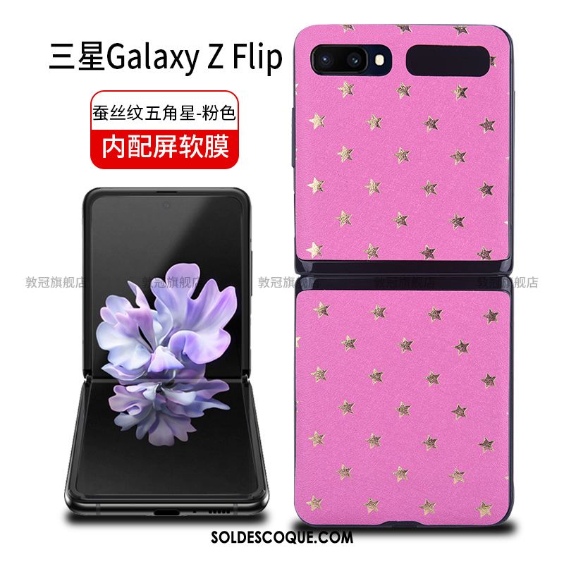 Coque Samsung Z Flip Étui En Cuir Téléphone Portable Protection Contre Les Explosions Plier Membrane Pas Cher