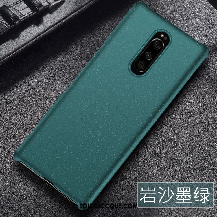 Coque Sony Xperia 1 Délavé En Daim Téléphone Portable Incassable Vert Protection Pas Cher