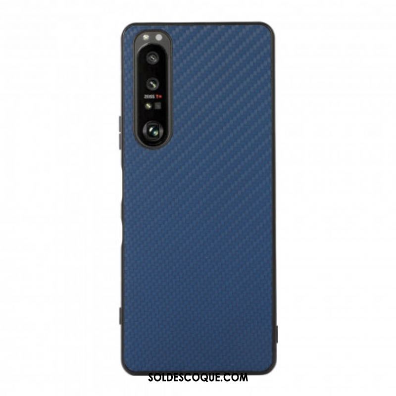 Coque Sony Xperia 1 III Effet Cuir Texture Fibre Carbone