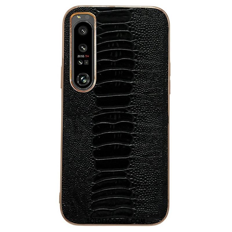 Coque Sony Xperia 1 IV Cuir Véritable Style Crocodile