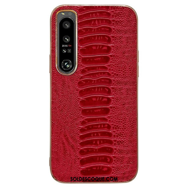 Coque Sony Xperia 1 IV Cuir Véritable Style Crocodile