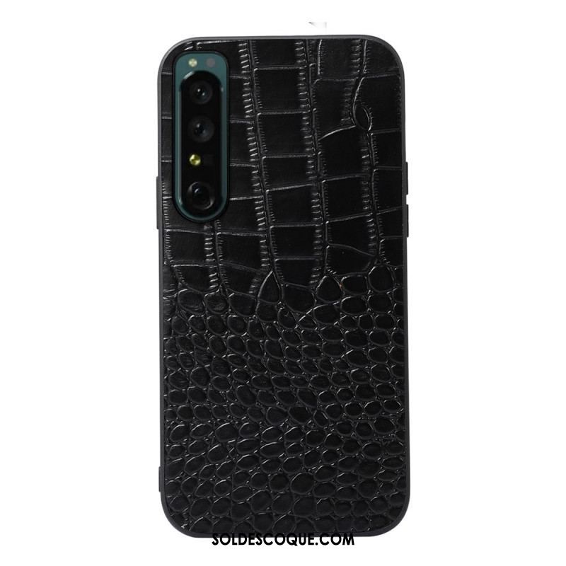 Coque Sony Xperia 1 IV Véritable Cuir Texture Crocodile