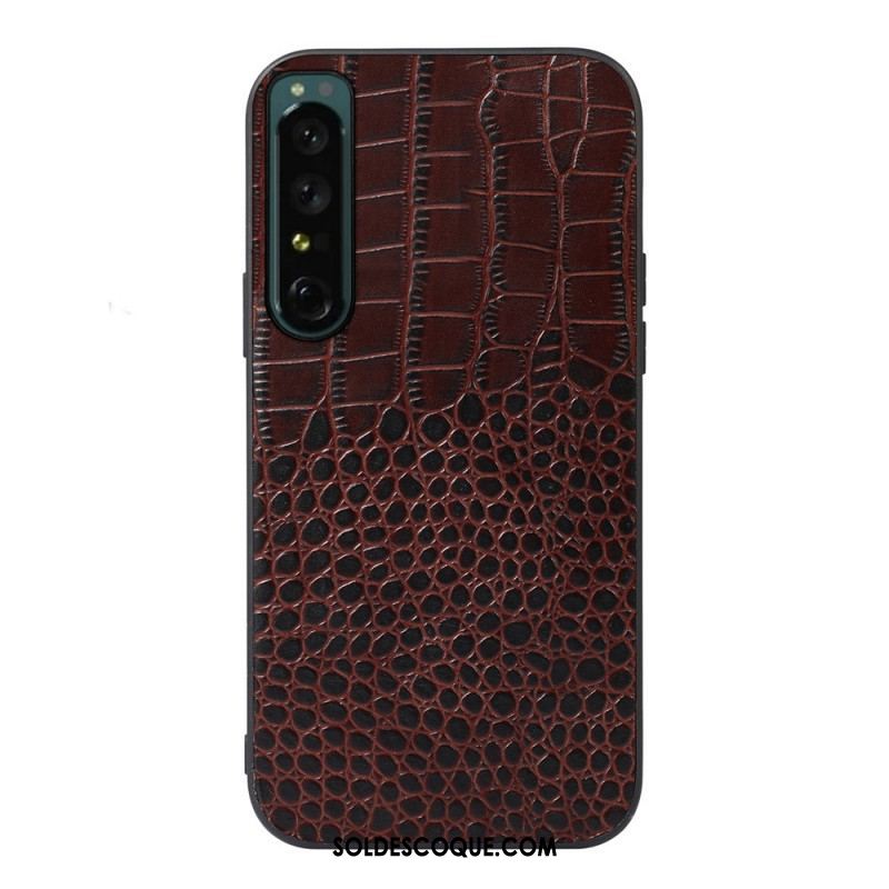 Coque Sony Xperia 1 IV Véritable Cuir Texture Crocodile