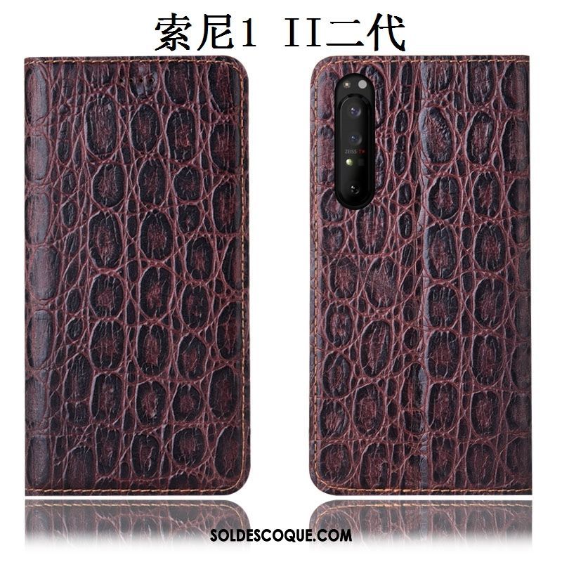 Coque Sony Xperia 1 Ii Incassable Cuir Véritable Protection Modèle Fleurie Noir Soldes