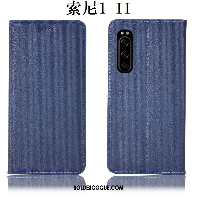 Coque Sony Xperia 1 Ii Incassable Téléphone Portable Étui En Cuir Dégradé Bleu Pas Cher