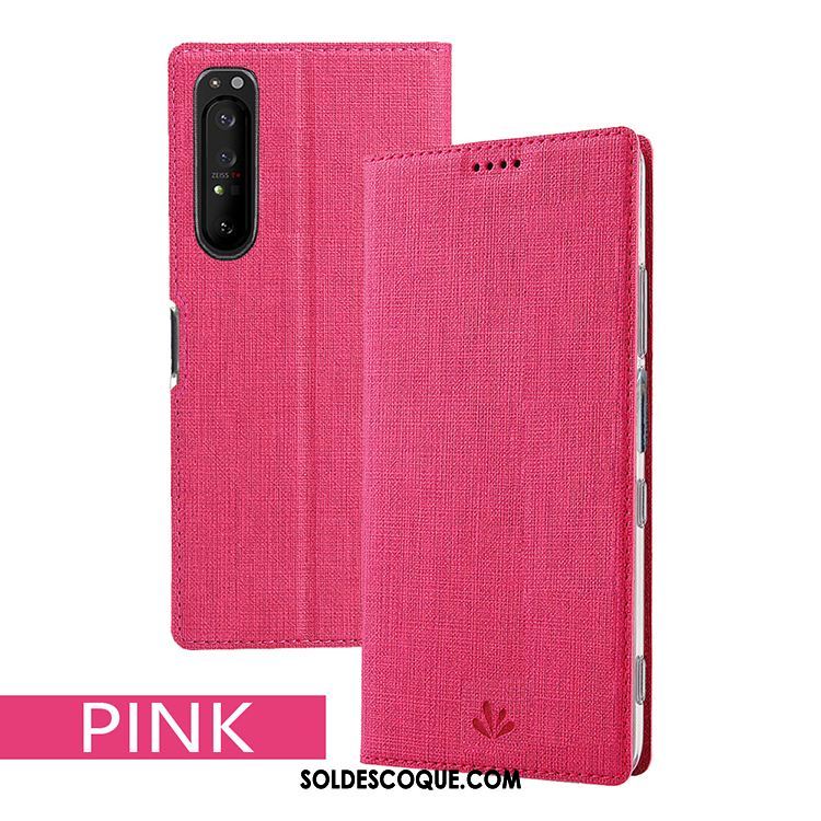 Coque Sony Xperia 1 Ii Noir Étui En Cuir Modèle Fleurie Téléphone Portable Tissu Pas Cher