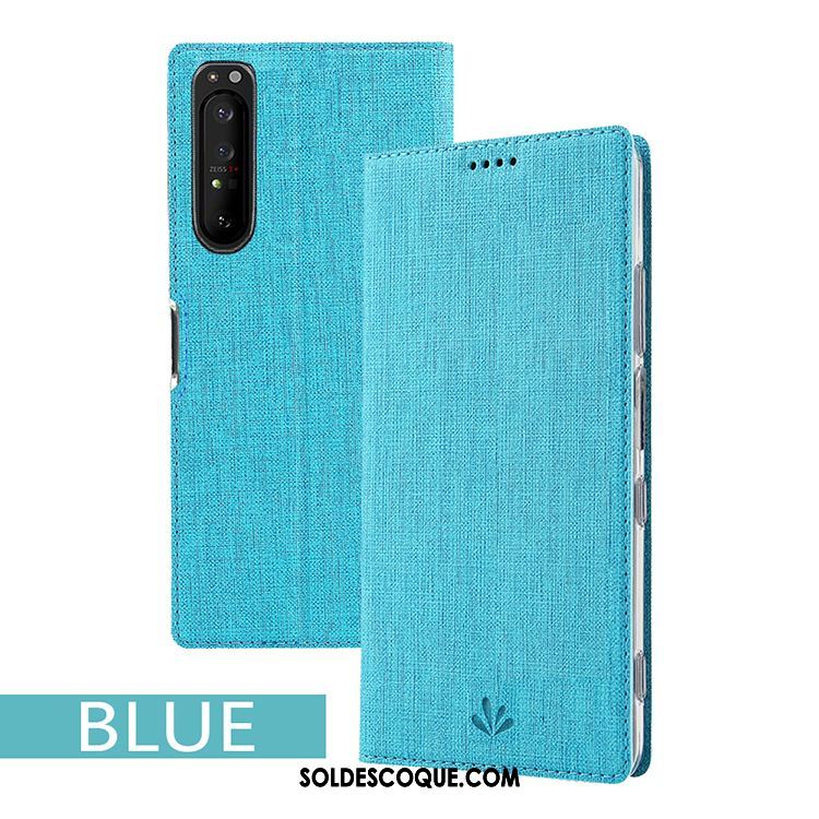 Coque Sony Xperia 1 Ii Noir Étui En Cuir Modèle Fleurie Téléphone Portable Tissu Pas Cher