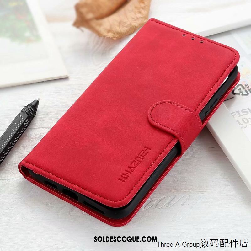 Coque Sony Xperia 1 Ii Rouge Vintage Carte Délavé En Daim Étui En Cuir En Vente