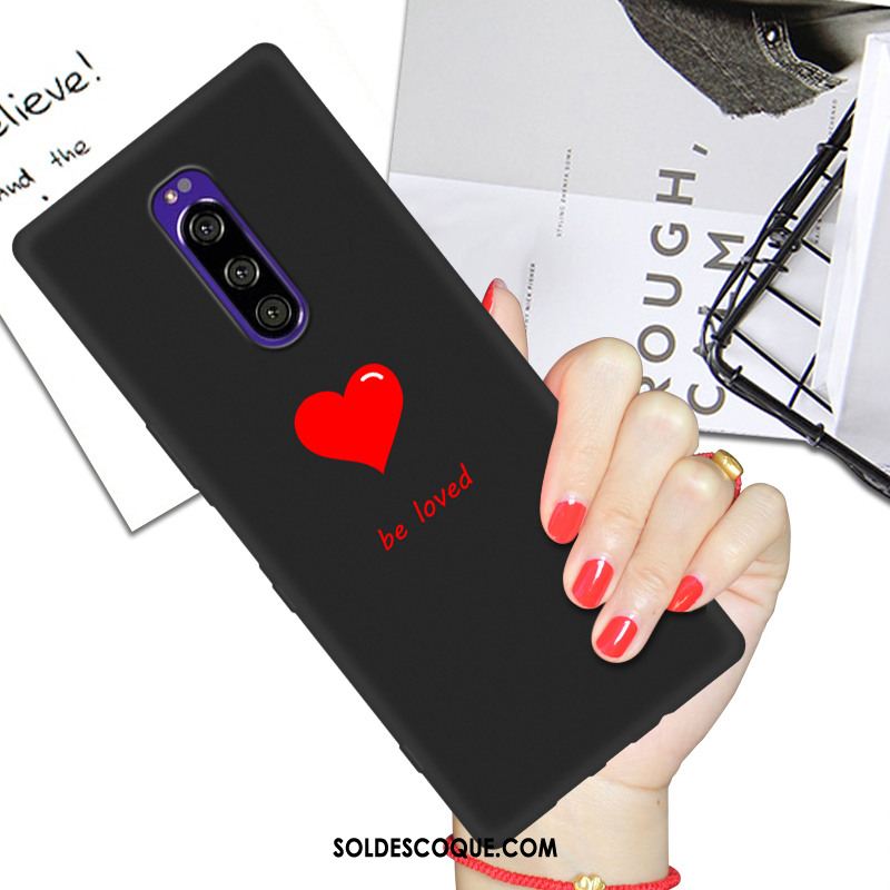 Coque Sony Xperia 1 Noir Dessin Animé Étui Téléphone Portable Silicone France