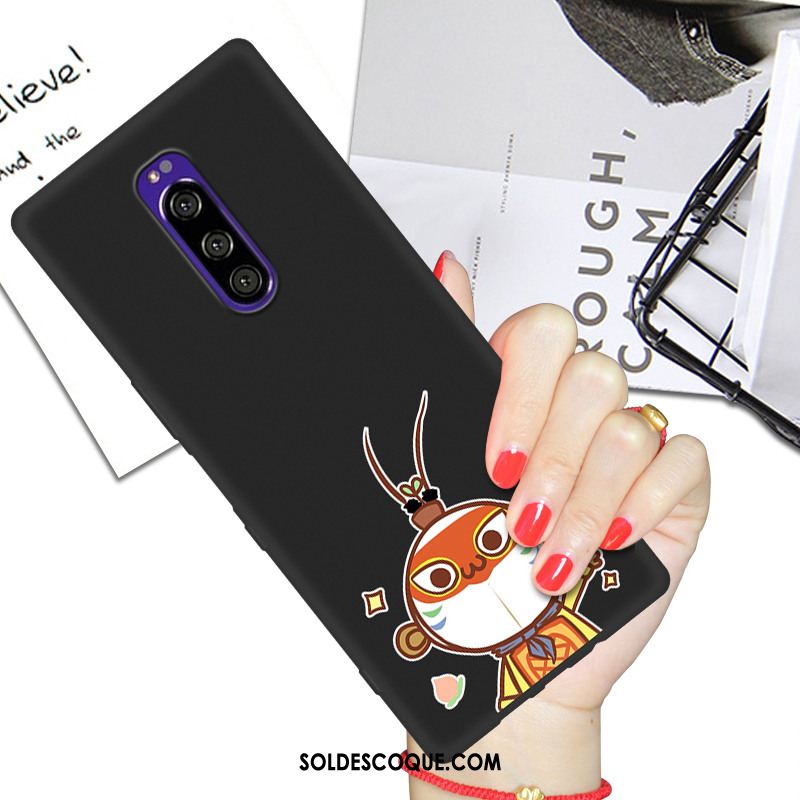 Coque Sony Xperia 1 Noir Dessin Animé Étui Téléphone Portable Silicone France