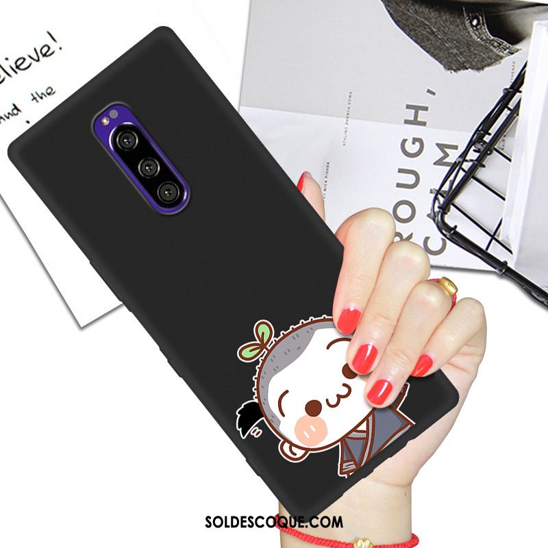 Coque Sony Xperia 1 Noir Dessin Animé Étui Téléphone Portable Silicone France