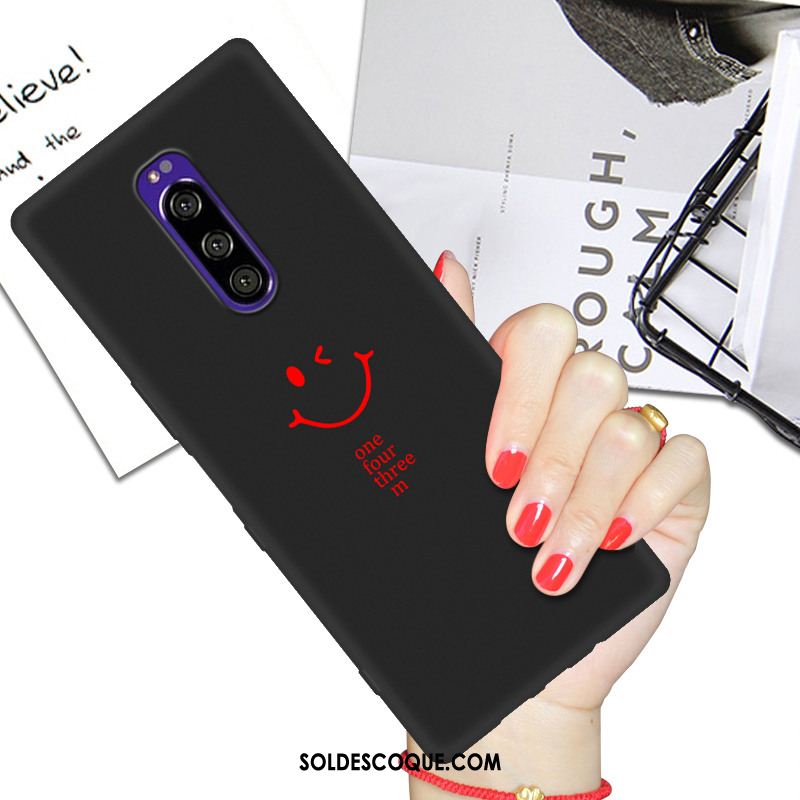 Coque Sony Xperia 1 Noir Dessin Animé Étui Téléphone Portable Silicone France