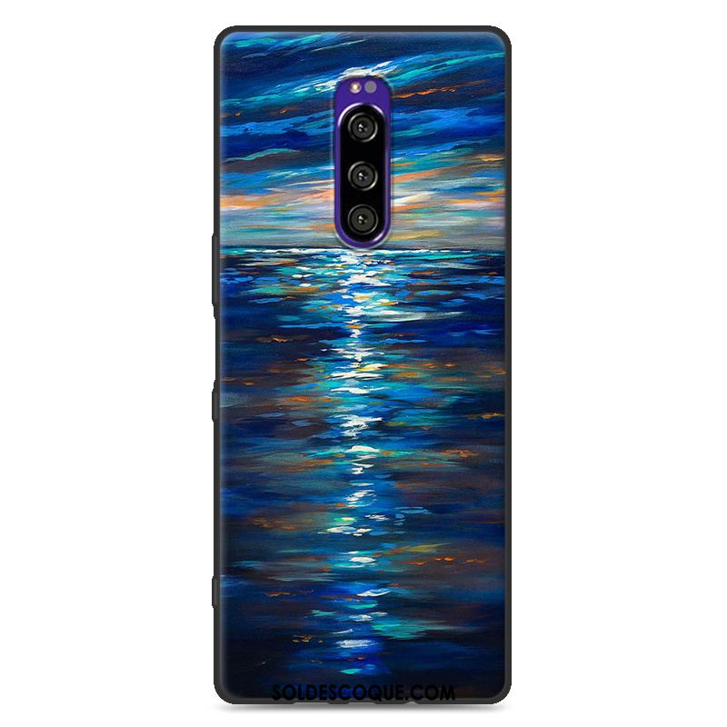 Coque Sony Xperia 1 Nouveau Personnalité Marque De Tendance Noir Étui Soldes