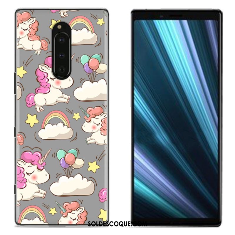 Coque Sony Xperia 1 Peinture Téléphone Portable Tissu Protection Bleu Pas Cher