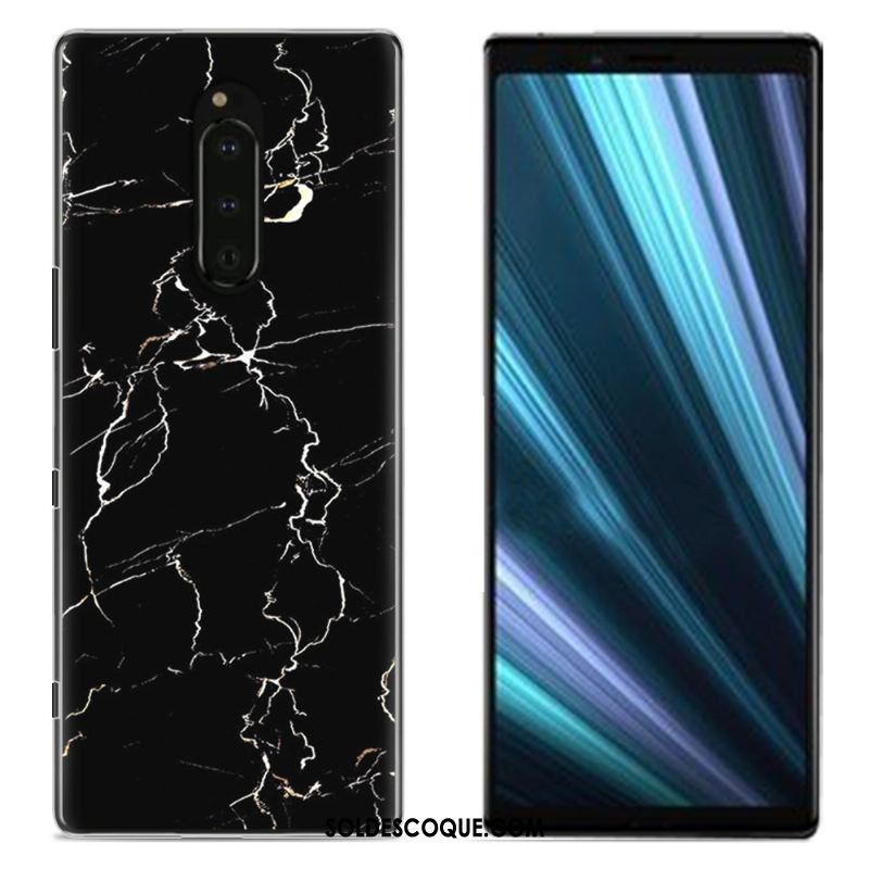 Coque Sony Xperia 1 Peinture Téléphone Portable Tissu Protection Bleu Pas Cher