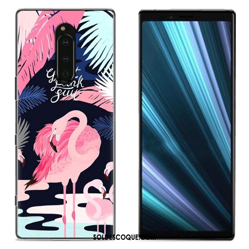 Coque Sony Xperia 1 Peinture Téléphone Portable Tissu Protection Bleu Pas Cher