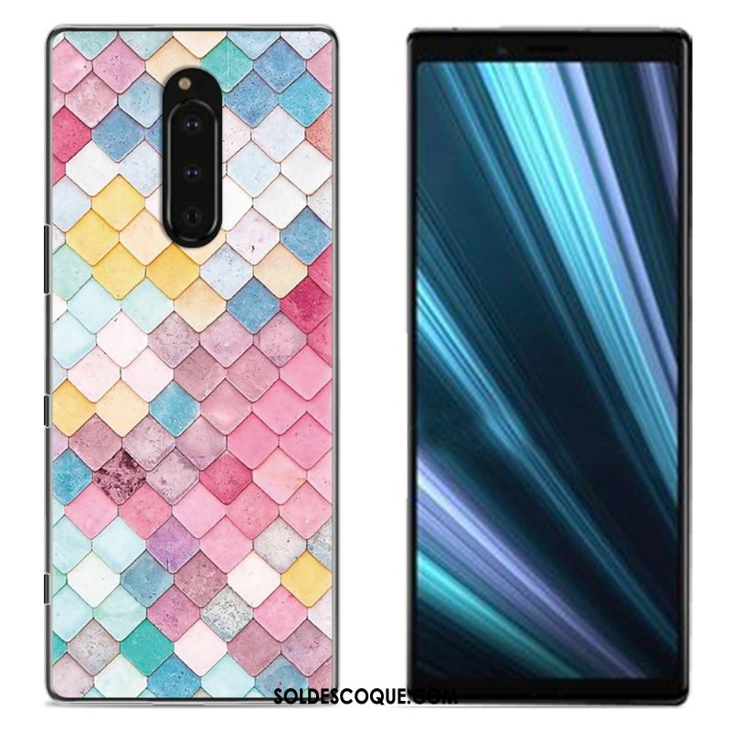 Coque Sony Xperia 1 Peinture Téléphone Portable Tissu Protection Bleu Pas Cher