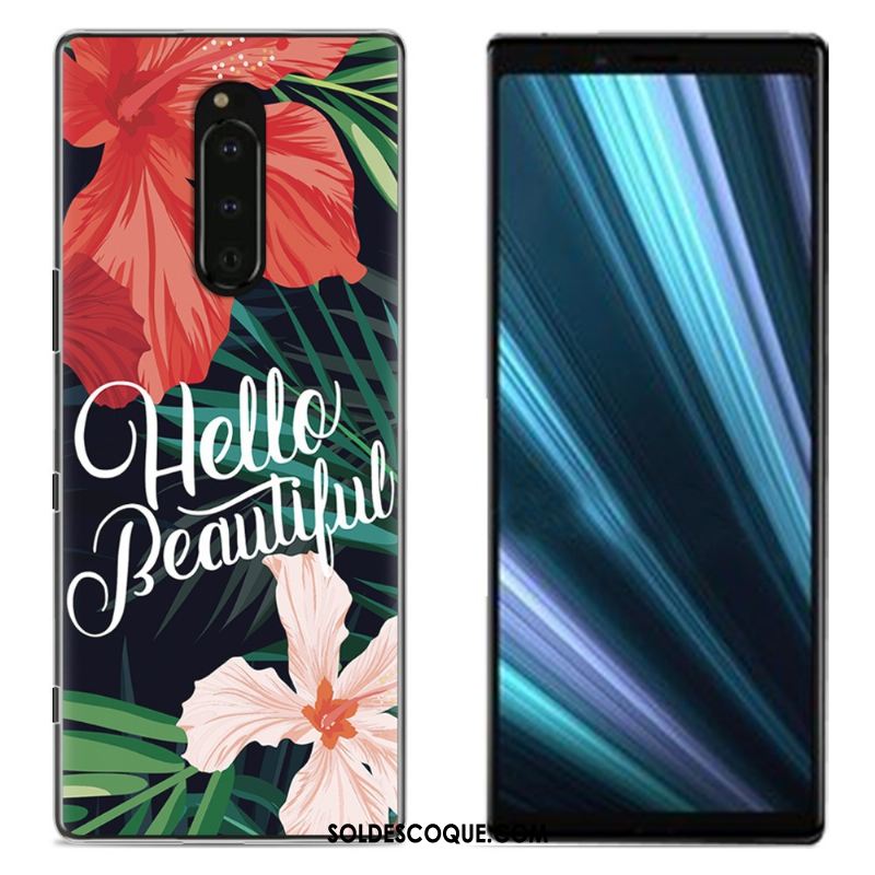 Coque Sony Xperia 1 Peinture Téléphone Portable Tissu Protection Bleu Pas Cher