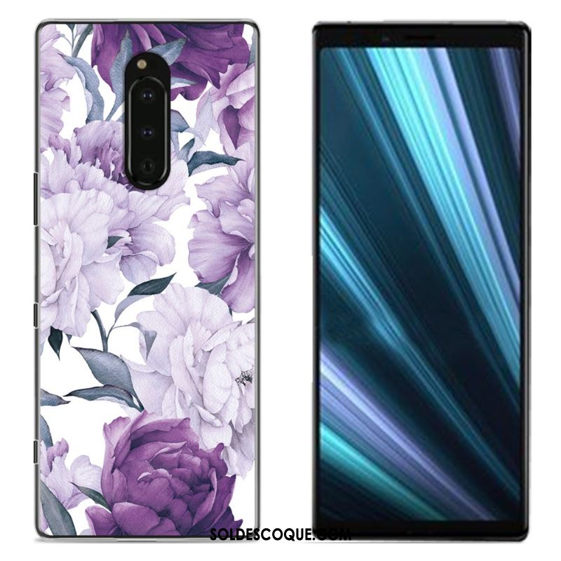 Coque Sony Xperia 1 Peinture Téléphone Portable Tissu Protection Bleu Pas Cher