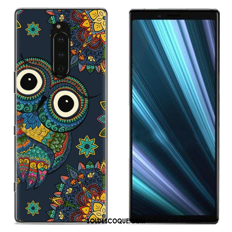 Coque Sony Xperia 1 Peinture Téléphone Portable Tissu Protection Bleu Pas Cher