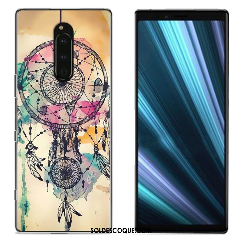 Coque Sony Xperia 1 Peinture Téléphone Portable Tissu Protection Bleu Pas Cher