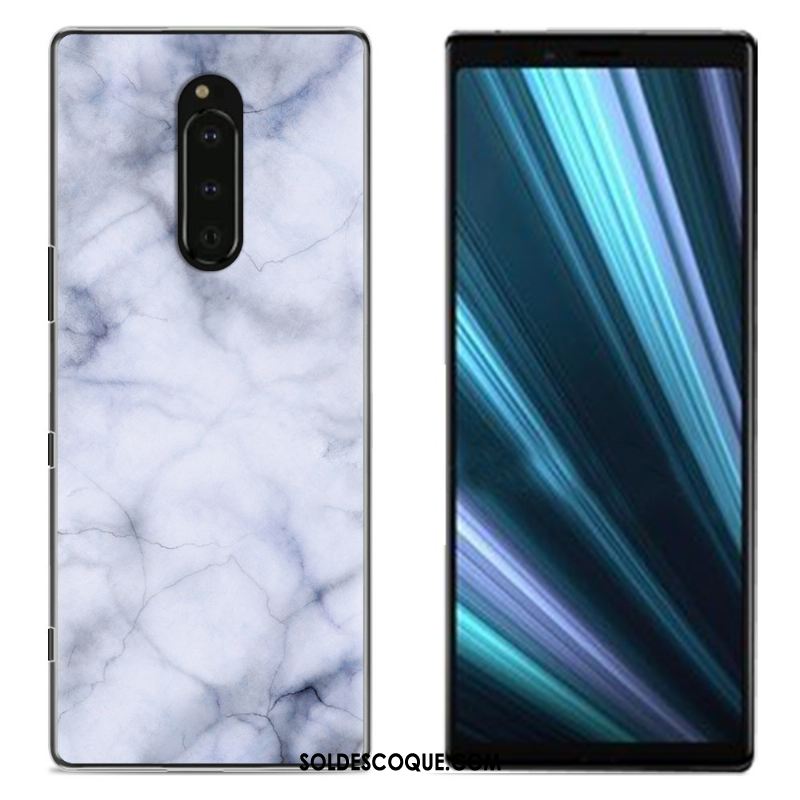 Coque Sony Xperia 1 Peinture Téléphone Portable Tissu Protection Bleu Pas Cher