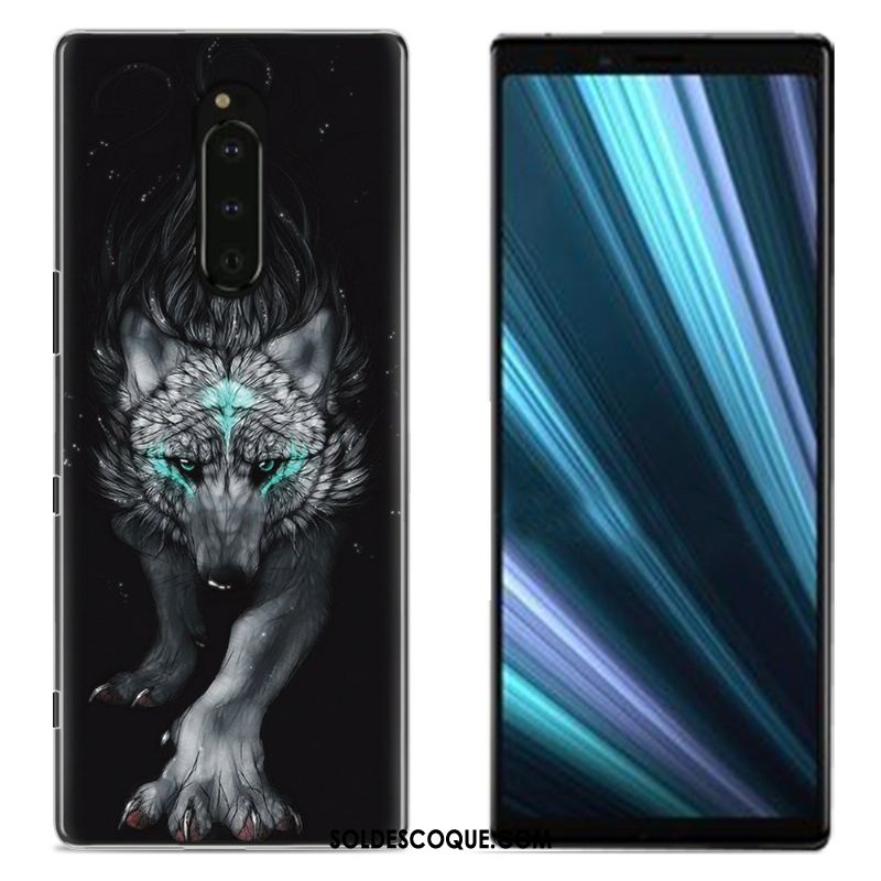 Coque Sony Xperia 1 Peinture Téléphone Portable Tissu Protection Bleu Pas Cher