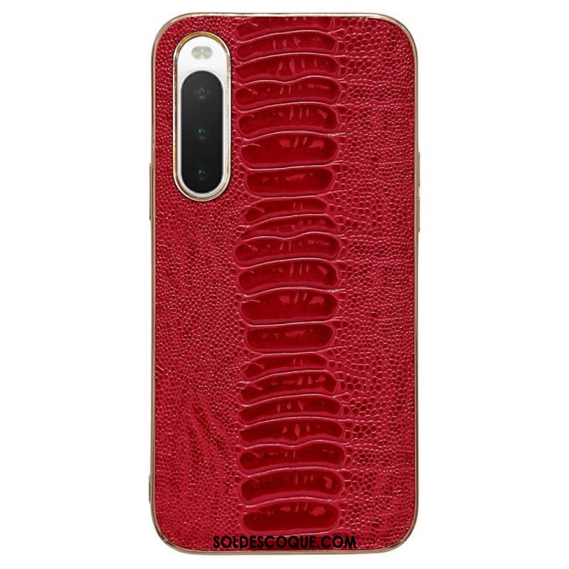 Coque Sony Xperia 10 IV Cuir Véritable Style Crocodile