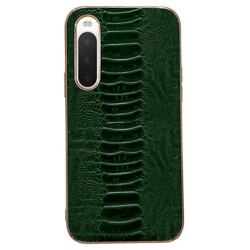 Coque Sony Xperia 10 IV Cuir Véritable Style Crocodile