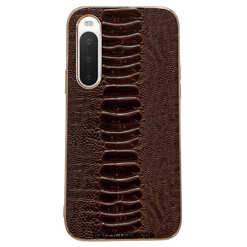 Coque Sony Xperia 10 IV Cuir Véritable Style Crocodile