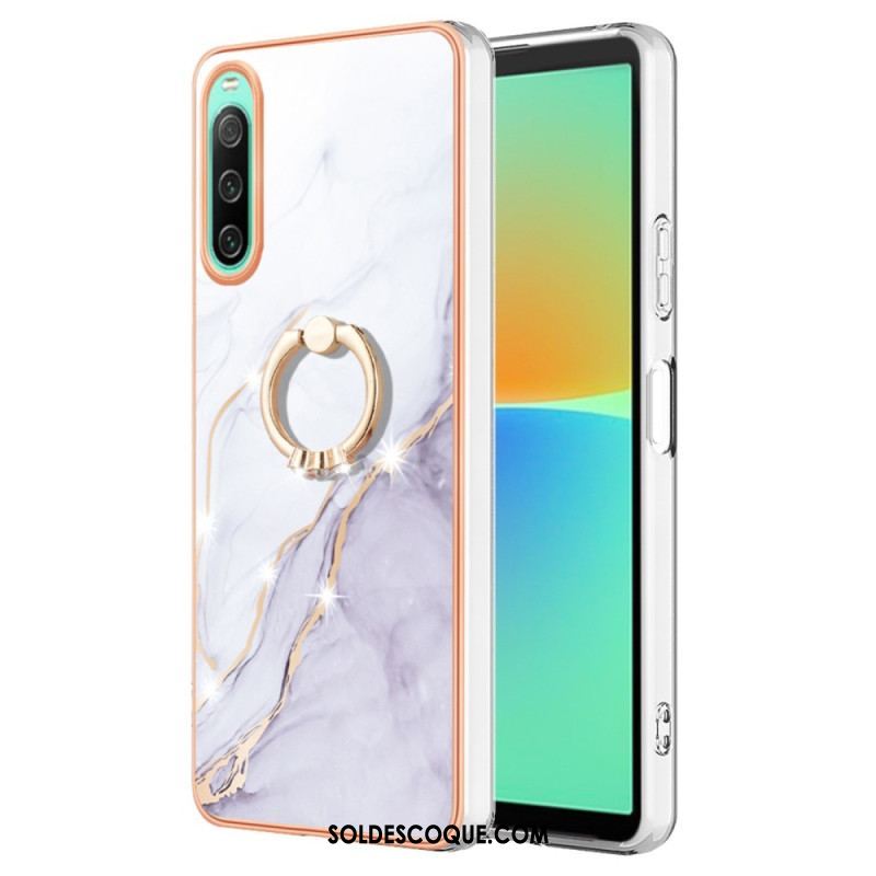 Coque Sony Xperia 10 IV Marbre avec Anneau-Support