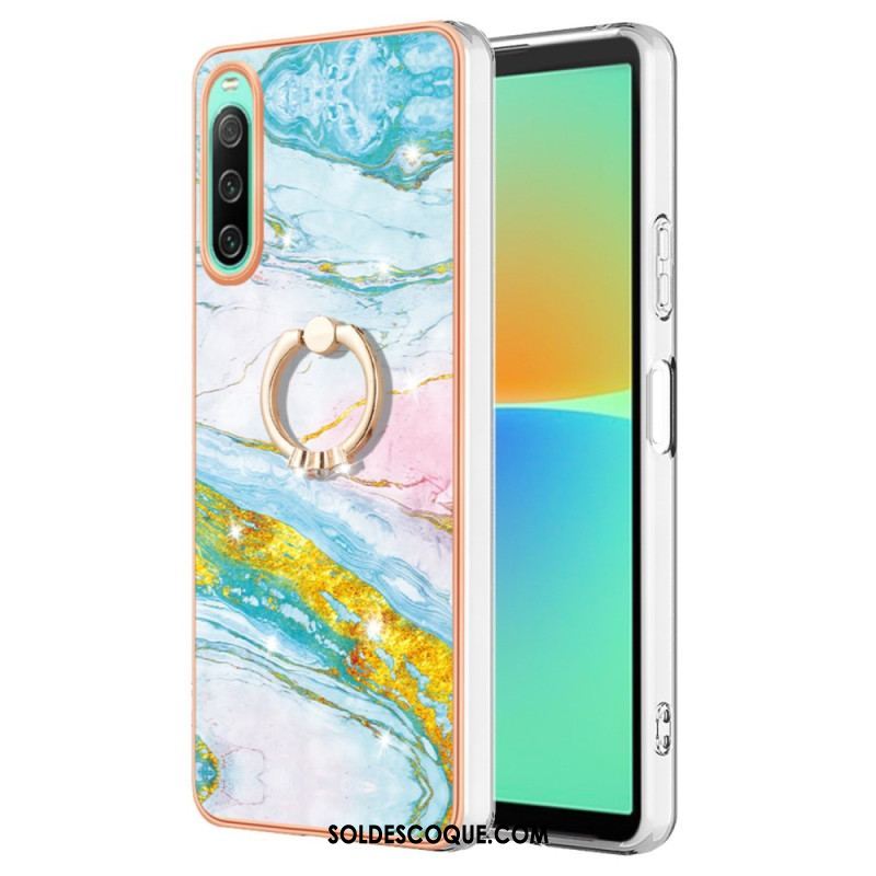 Coque Sony Xperia 10 IV Marbre avec Anneau-Support