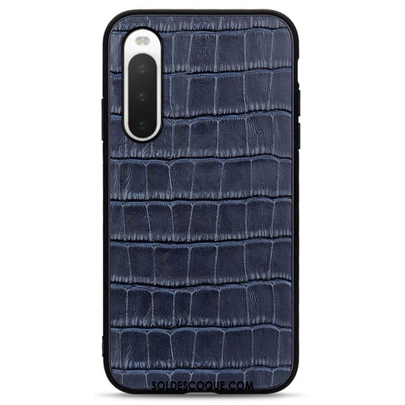 Coque Sony Xperia 10 IV Véritable Cuir Texture Crocodile