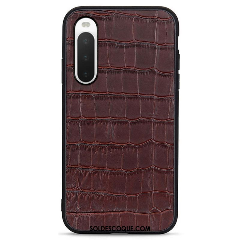 Coque Sony Xperia 10 IV Véritable Cuir Texture Crocodile