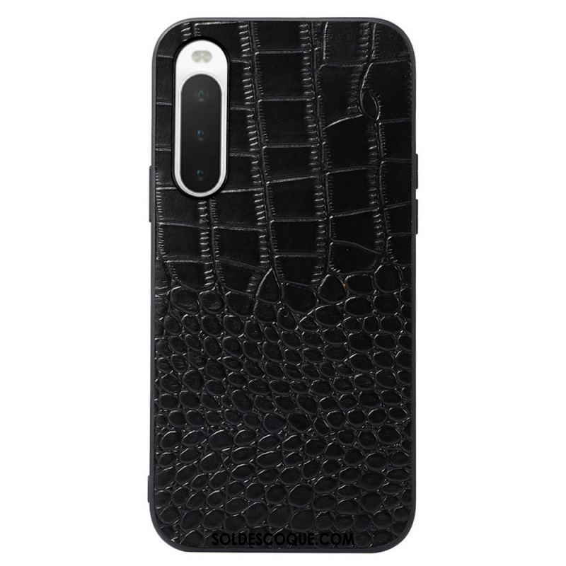 Coque Sony Xperia 10 IV Véritable Cuir Texture Crocodile