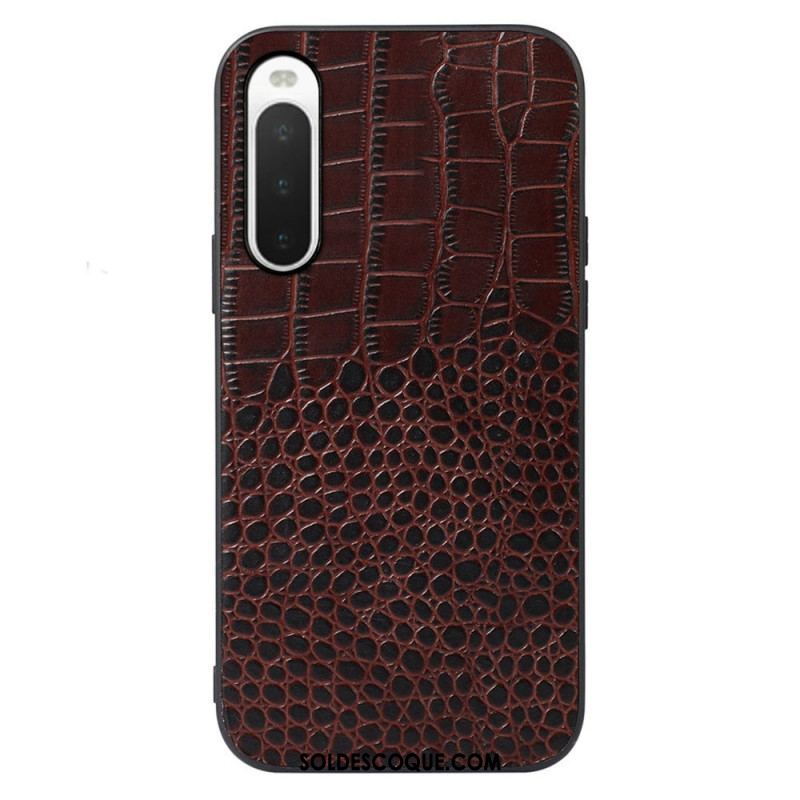 Coque Sony Xperia 10 IV Véritable Cuir Texture Crocodile