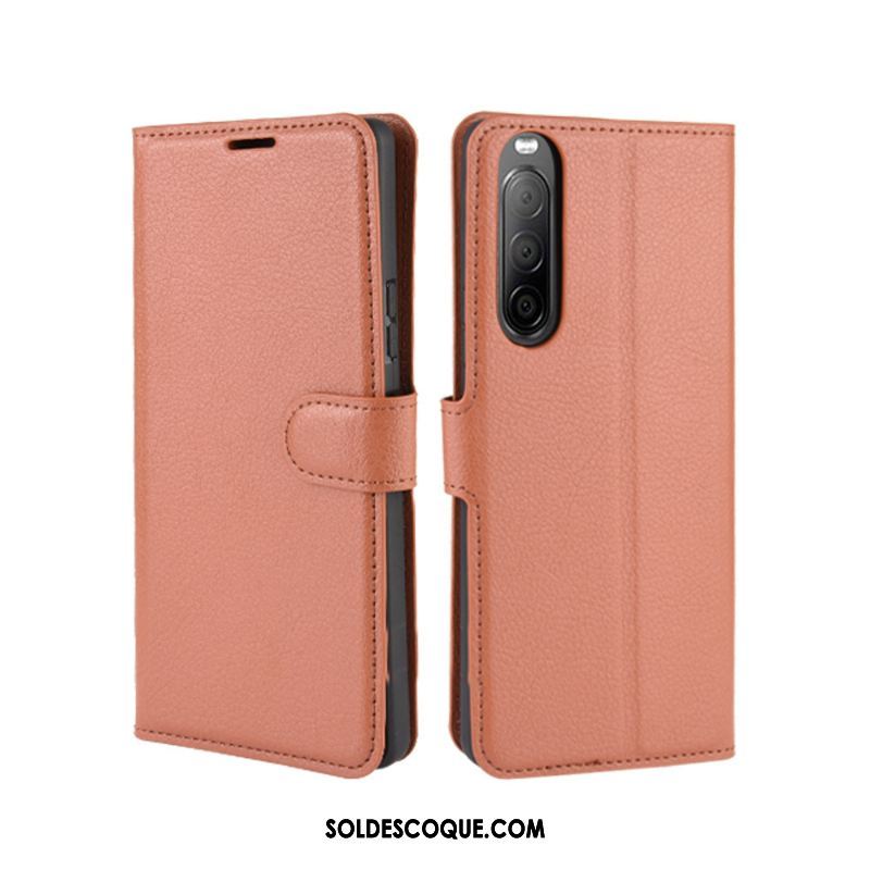 Coque Sony Xperia 10 Ii Incassable Rouge Étui Étui En Cuir Téléphone Portable Housse En Vente