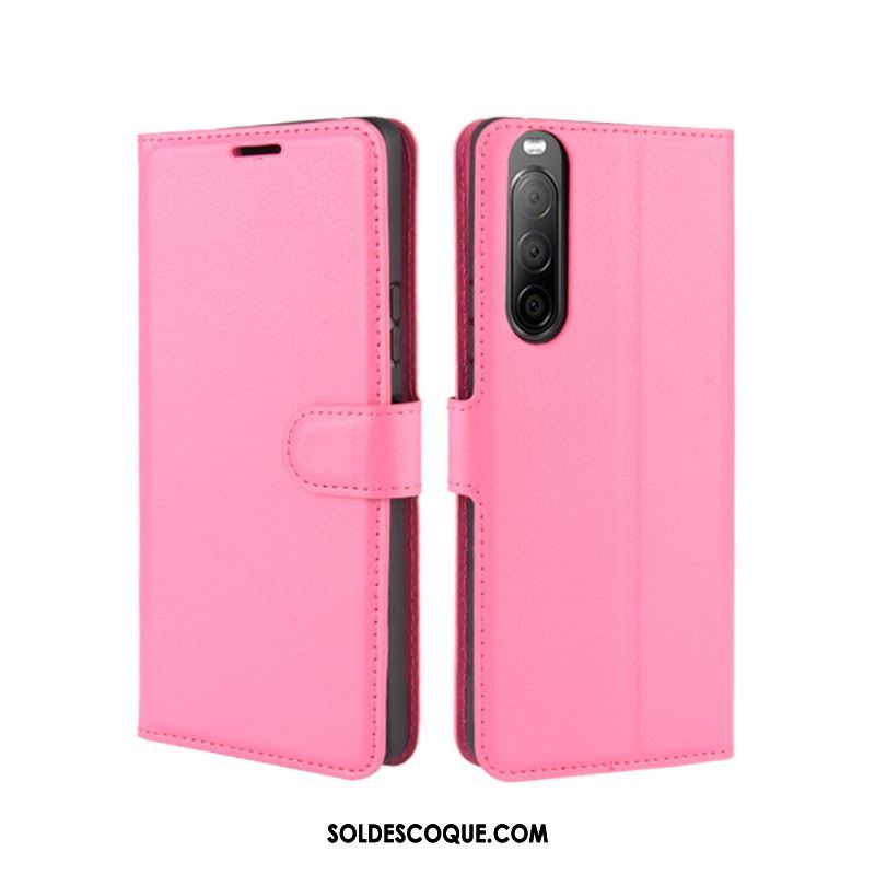 Coque Sony Xperia 10 Ii Incassable Rouge Étui Étui En Cuir Téléphone Portable Housse En Vente