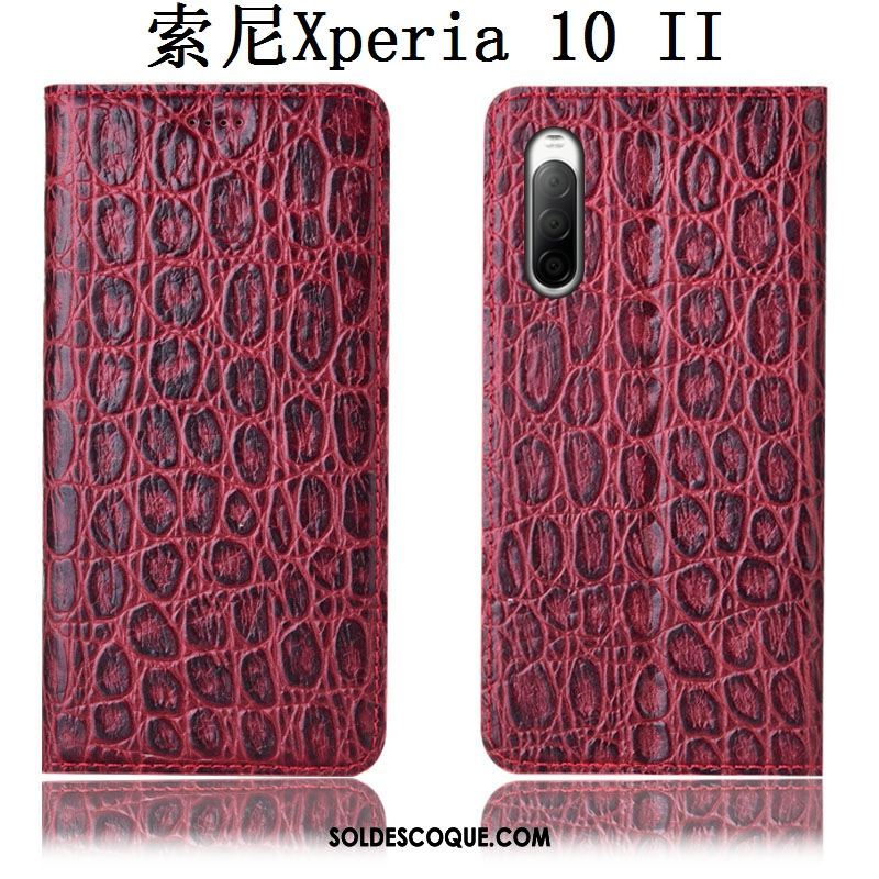 Coque Sony Xperia 10 Ii Incassable Téléphone Portable Étui Étui En Cuir Noir En Vente