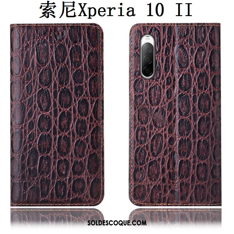 Coque Sony Xperia 10 Ii Incassable Téléphone Portable Étui Étui En Cuir Noir En Vente