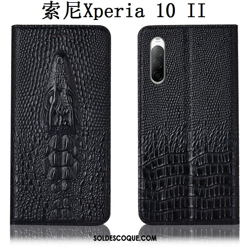 Coque Sony Xperia 10 Ii Téléphone Portable Incassable Noir Protection Étui En Cuir Soldes