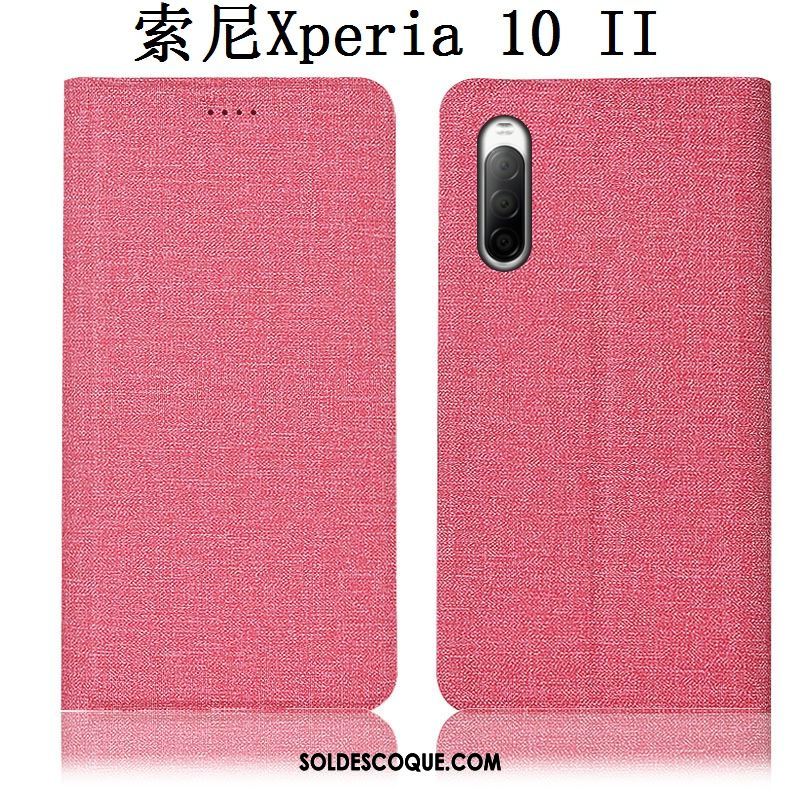 Coque Sony Xperia 10 Ii Téléphone Portable Rose Étui Étui En Cuir Protection Pas Cher