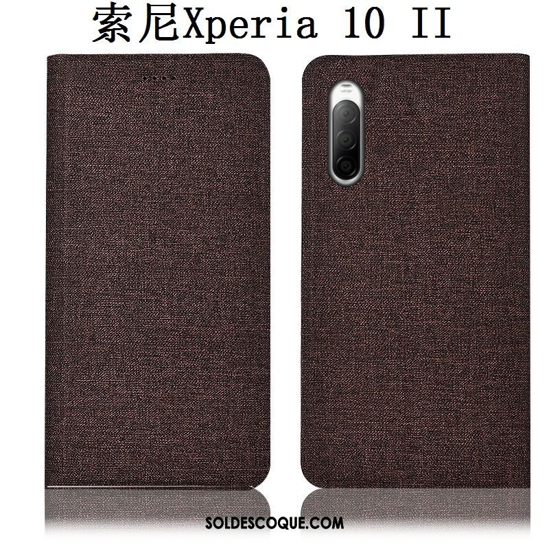 Coque Sony Xperia 10 Ii Téléphone Portable Rose Étui Étui En Cuir Protection Pas Cher