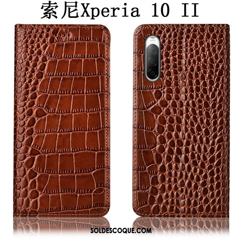 Coque Sony Xperia 10 Ii Étui En Cuir Tout Compris Noir Incassable Téléphone Portable En Ligne