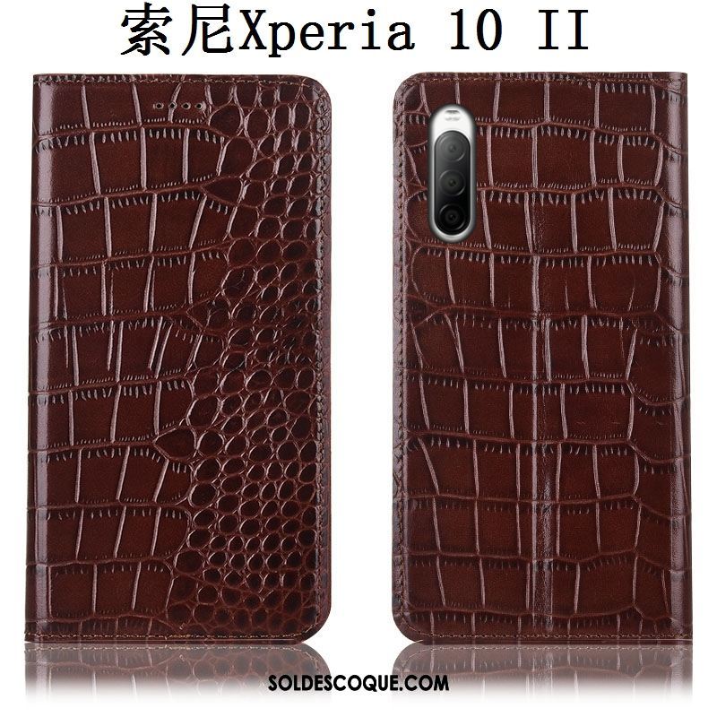 Coque Sony Xperia 10 Ii Étui En Cuir Tout Compris Noir Incassable Téléphone Portable En Ligne