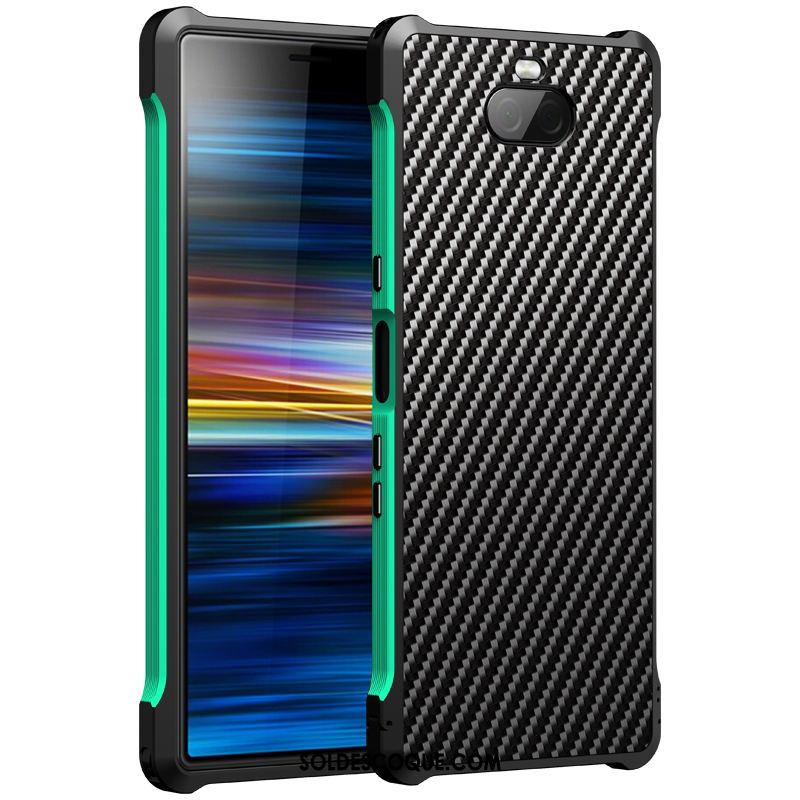 Coque Sony Xperia 10 Plus Créatif Fibre Métal Étui Noir Pas Cher