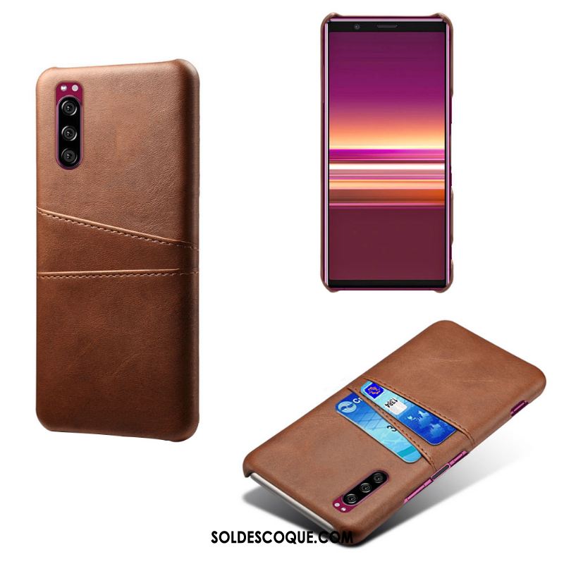 Coque Sony Xperia 5 Carte Business Qualité Incassable Cuir Soldes