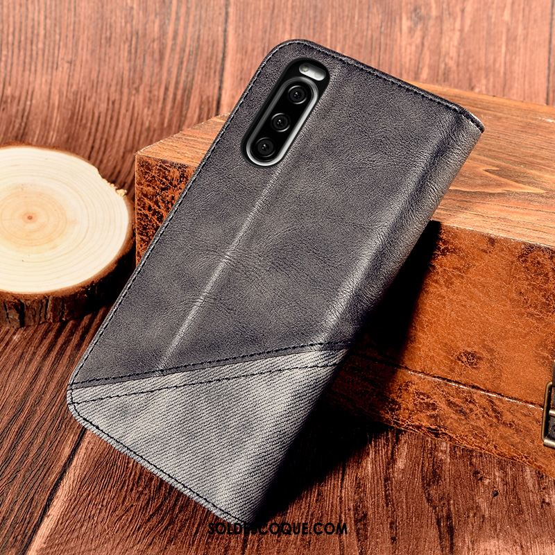 Coque Sony Xperia 5 Carte Noir Étui En Cuir Protection Fluide Doux En Vente