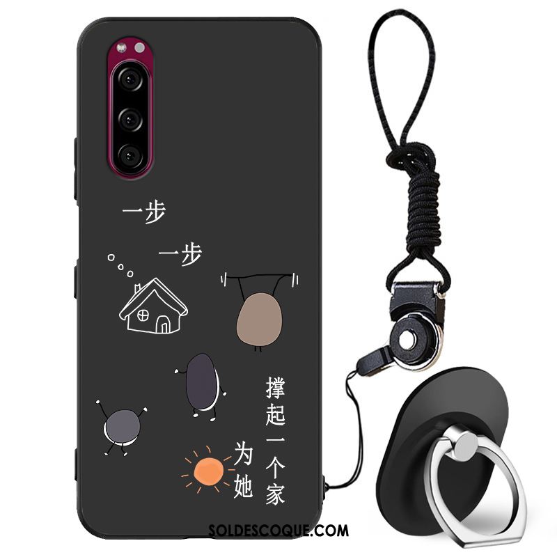 Coque Sony Xperia 5 Frais Téléphone Portable Noir Protection Fluide Doux Housse Soldes